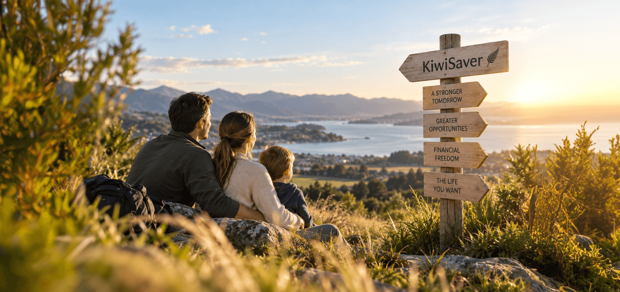 People walking toward a directional sign